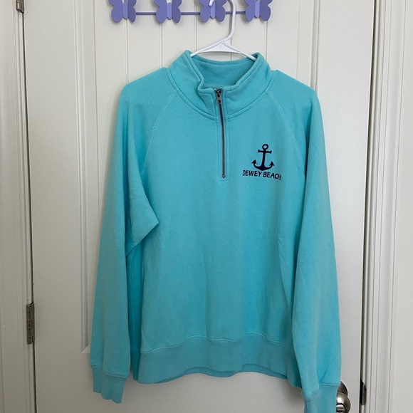 EUC Blue women’s‎ turquoise Delaware beach fleece lined quarter zip jacket large - Picture 1 of 8